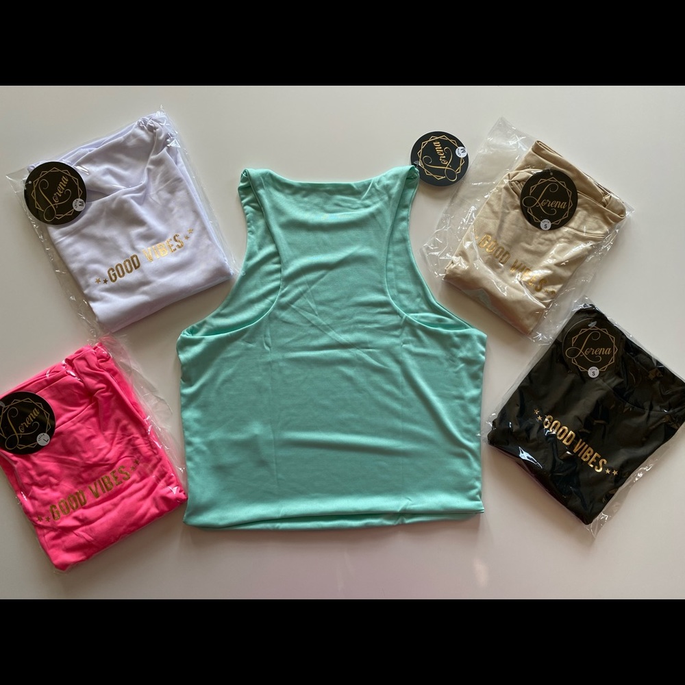 Womens Crop Tank Top Supplex Sleeveless Size S